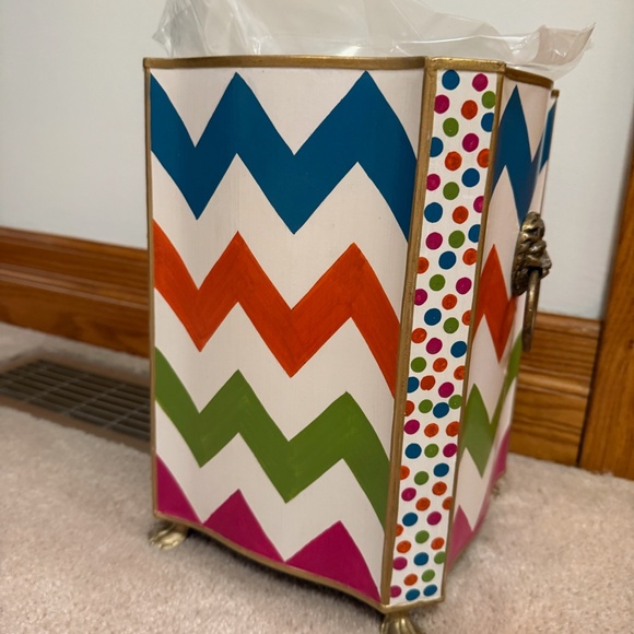 Mackenzie-Childs Trampoline Waste Bin Storage Container (White) - Picture 2 of 4